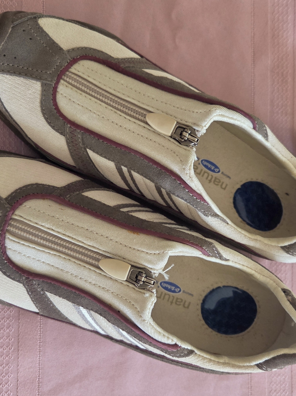 Naturalizer Zip-Front Slip-On Sneakers in Cream, Taupe & Burgundy